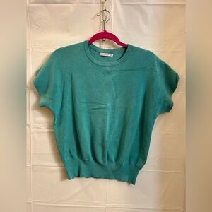 Aqua blue short sleeve sweater